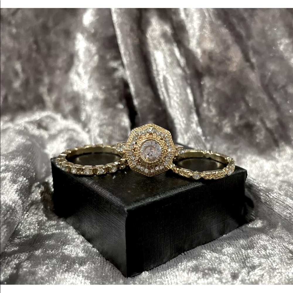 Vintage Inspired 3pc Stackable White Sapphire Set